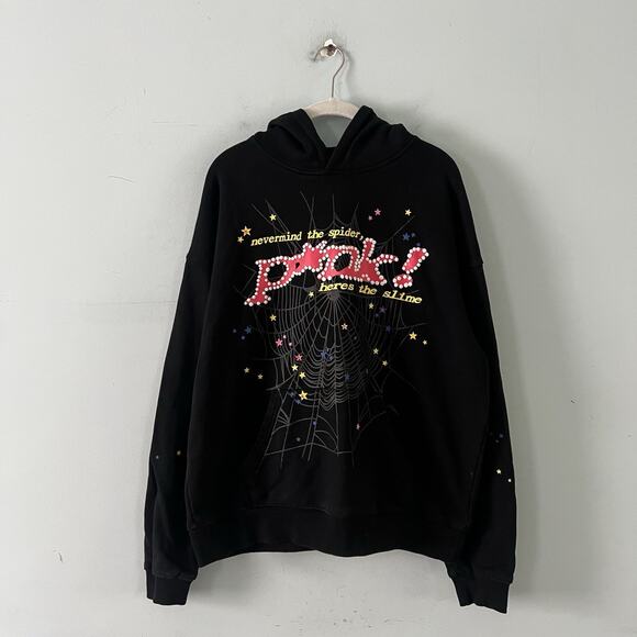 Sp5der Worldwide P*nk Young Thug V2 Black Hoodie Cotton Sweatshirt - Picture 1 of 7